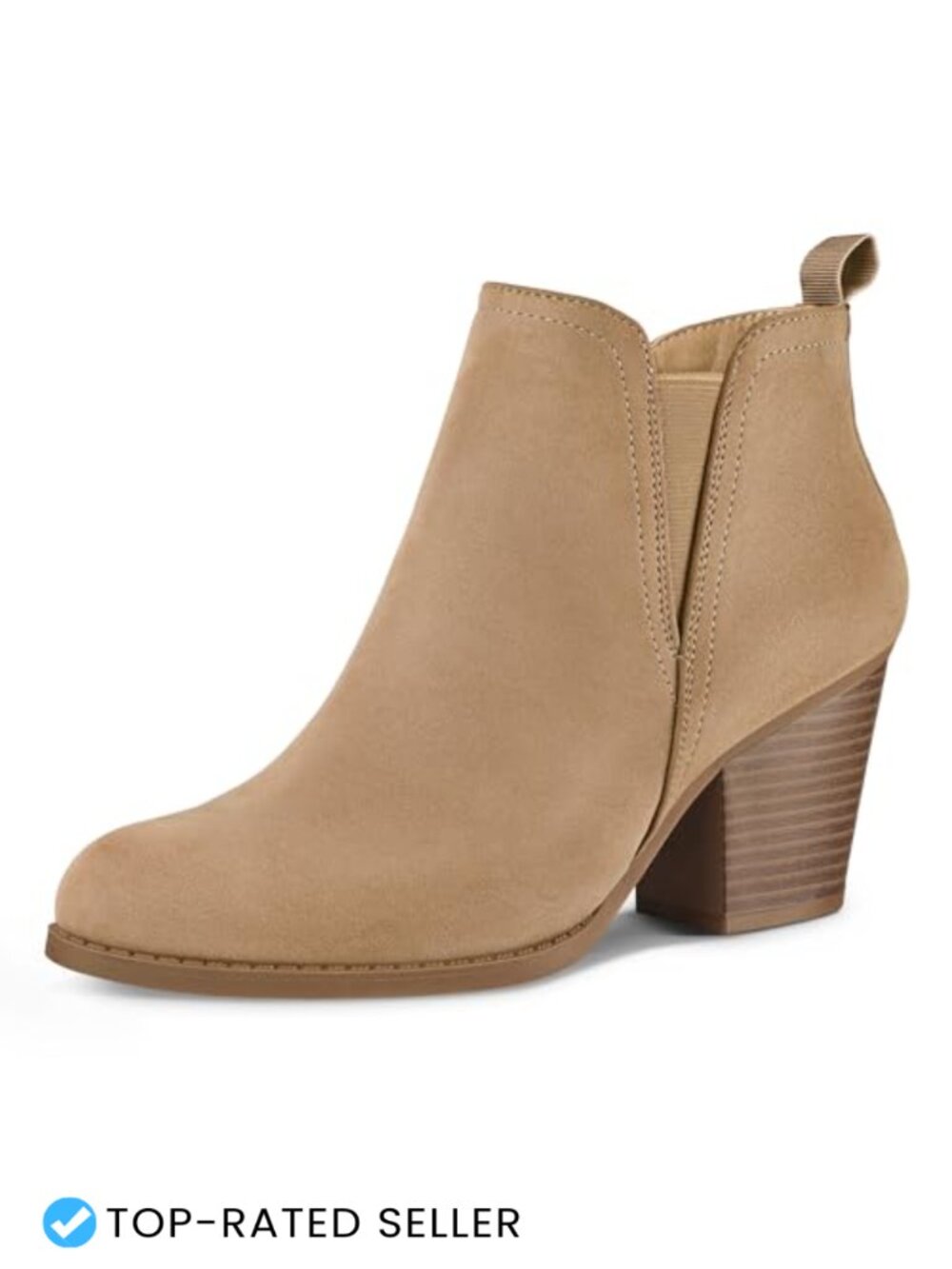 Women's Ankle Boots Stacked Chunky Heel Booties Side Zipper Round Toe